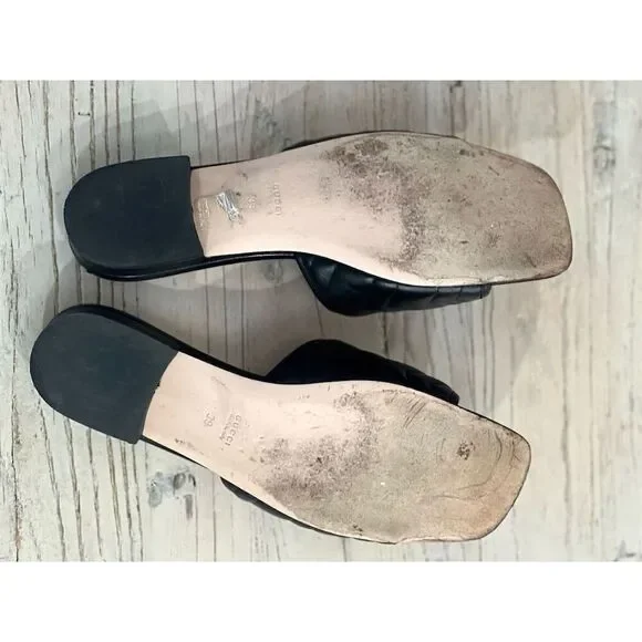Gucci Marmont Women's Black Quilted Leather Slide Sandals Logo GG Size 39 - Picture 9 of 15